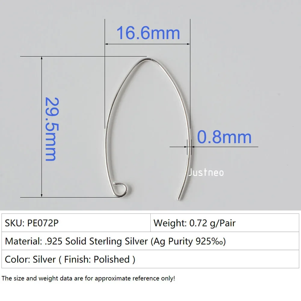 ear hook, solid 925 sterling silver earring wire hooks, sterling silver earring findings components