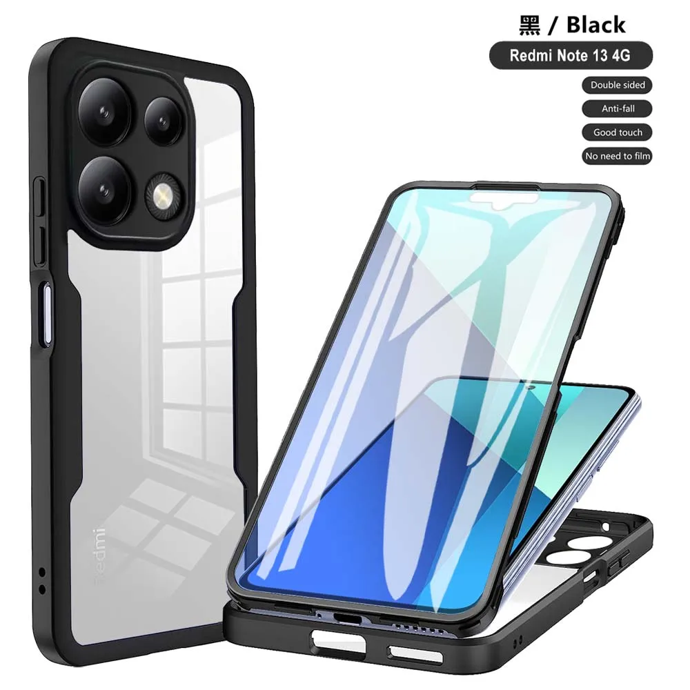 360 Full Body Screen Protector Transparent Case For Redmi Note 13 Pro Plus 5G Shockproof Phone Cover For Redmi 13C 4G 5G