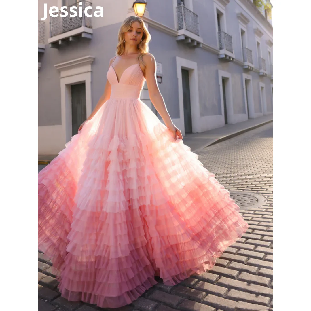 Sweetheart Pink Prom Dress Luxurious Ombre Tulle Evening Dresses 2024 Vestidos De Fiesta A-shaped Princess Wedding Party Dress