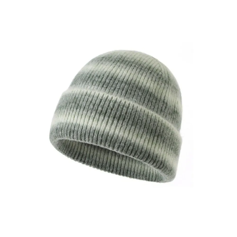 Versatile Gradient Color Knitted Beanie Hat Windproof Cold Proof Warm Winter Cap Thickened Pullover Hat Autumn Winter
