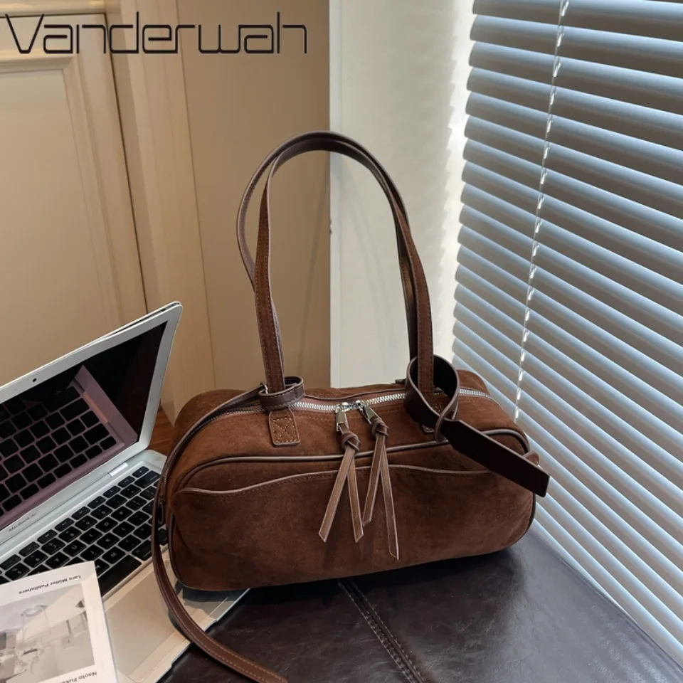

2025 Luxury Winter Women Suede Soft PU Leather Shoulder Bags Designer Women Bags Female Vintage Large Capacity Handbags Tote Sac