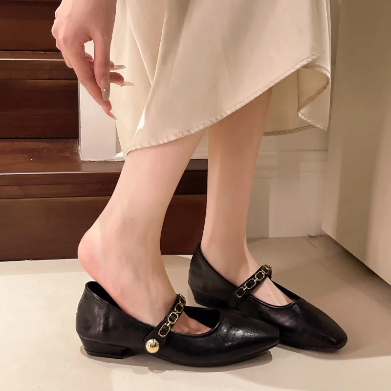 نمط جديد يشبه الجنية مع تنورة، حذاء نسائي فردي مكتنز من French Mary Jane