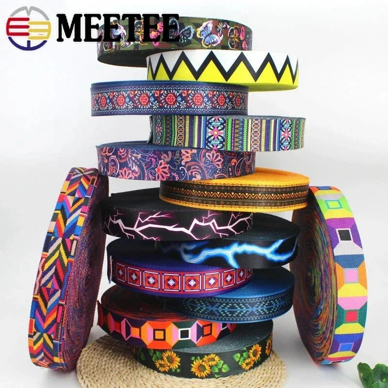 8Meters 50mm Fashion Jacquard Webbing Tapes Bag Shoulder Strap Belt Ribbons For Sewing Clothes Backpack Binding DIY Accessories