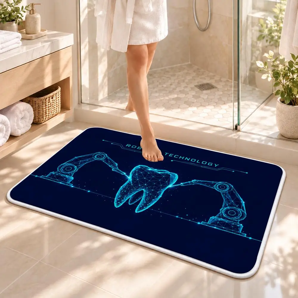 Dental Technology Floor Mat Flannel Rug Soft Non Slip Washable Door Mat for Bedroom Living Room Home Decor