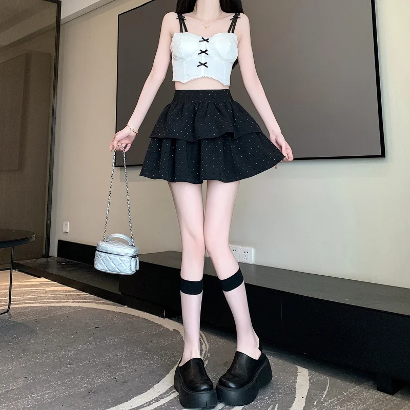 Dance Skirt for Women High Waist White Halfskirt Sweet Mini Skirt Women Kawaii A Line Short Skirts Woman 2025 Summer