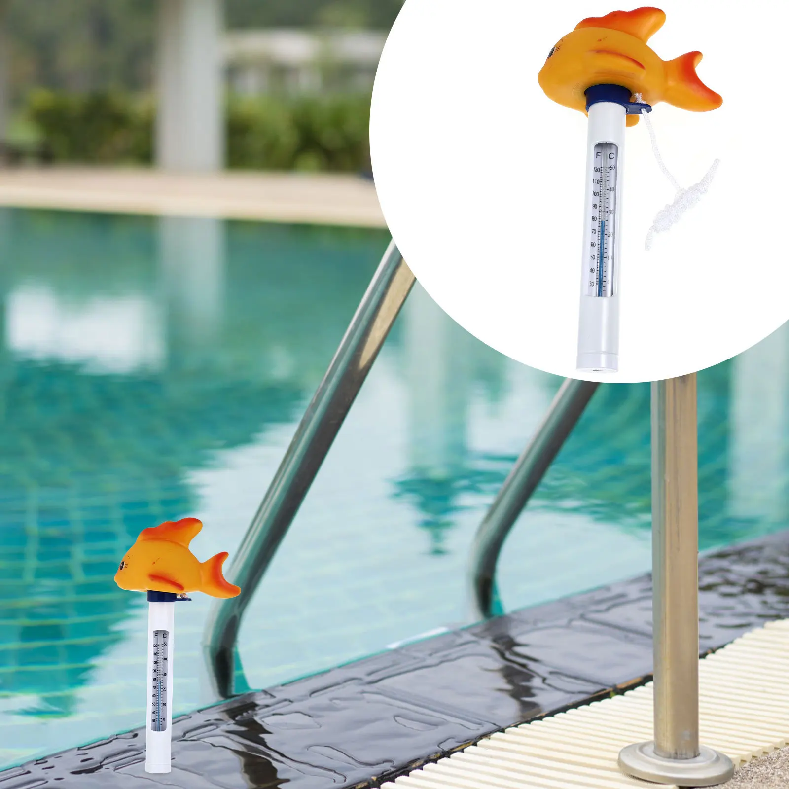 

Goldfish Floating Pool Thermometer Small Size Cartoon Design Swimming Pool Spa Hot Tub Water Temperature Measuring Gauge