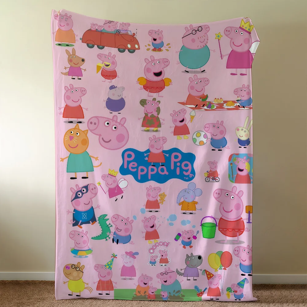 P-PeppaS-ES Blanket Throw Super Cosy Plush Living Room Sofa Couch Childish Birthday P-PigS Gifts