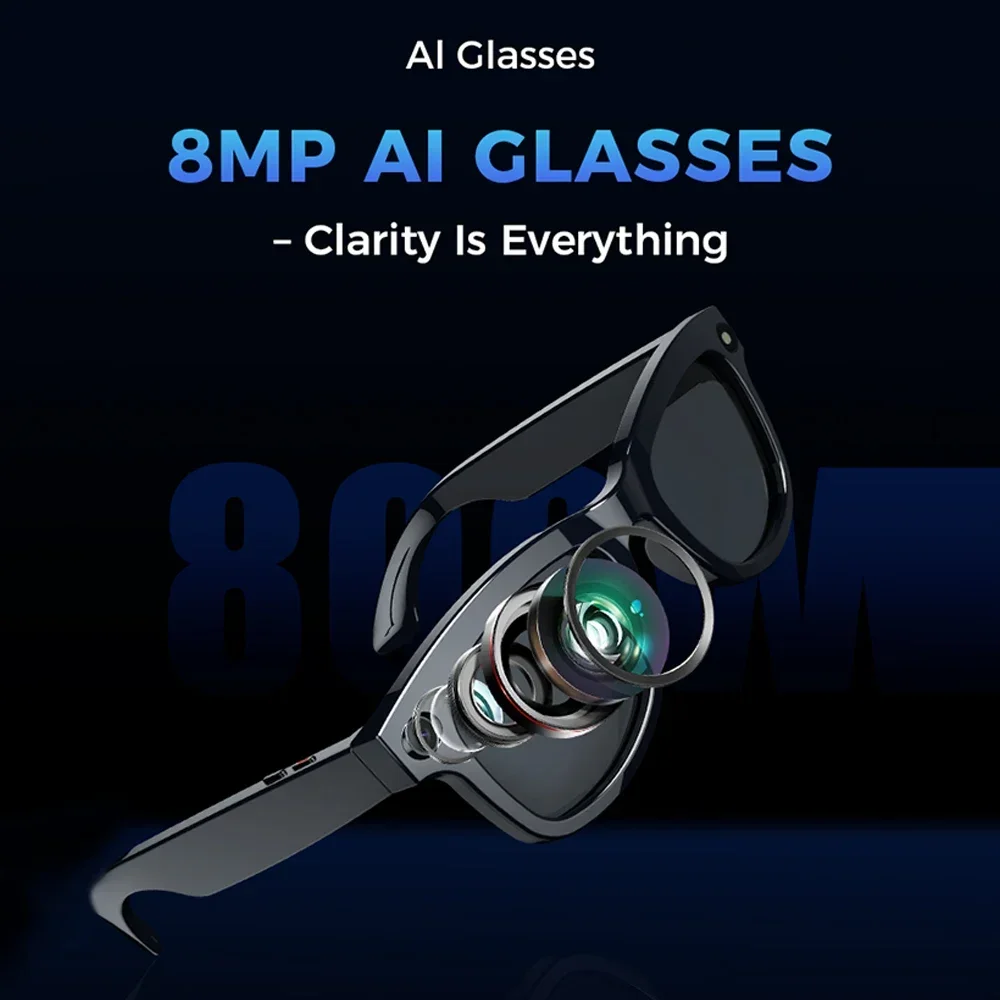 2025 جديد AI ترجمة النظارات الذكية الأشعة فوق البنفسجية العدسات الواقية بلوتوث دعوة صوت مساعد HD كاميرا فيديو الموسيقى النظارات الذكية #2