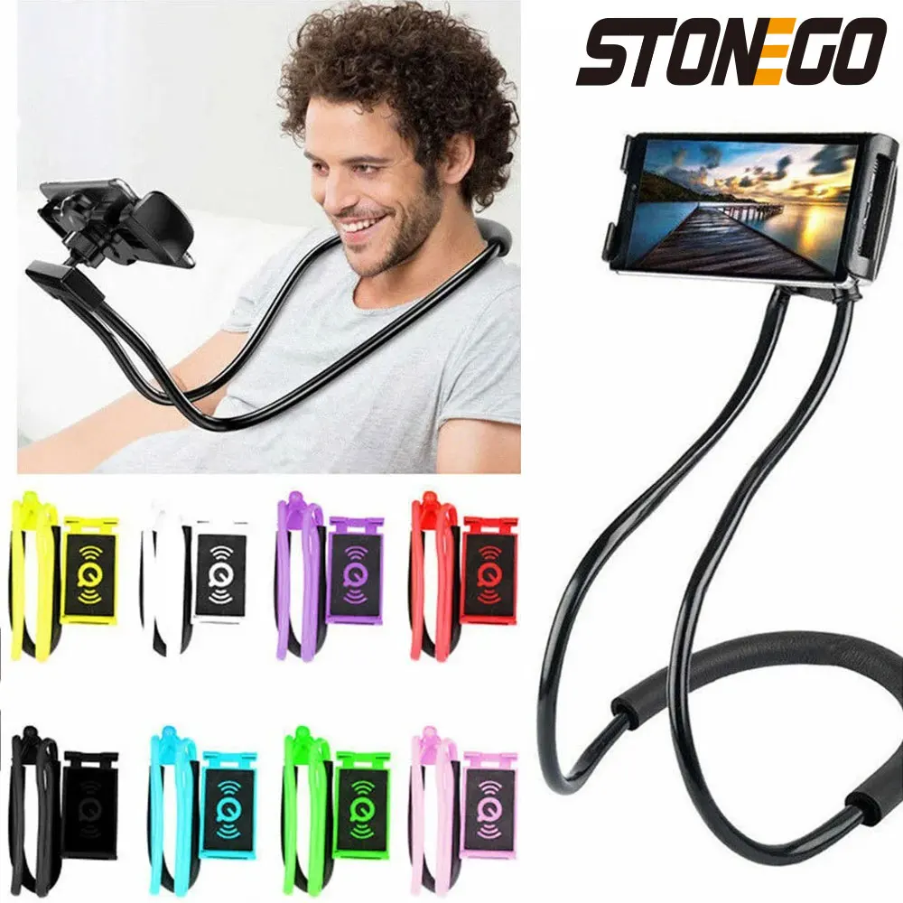 STONEGO soporte para teléfono móvil colgante en el cuello accesorios de montaje para teléfono móvil perezoso soporte ajustable para teléfonos de 360