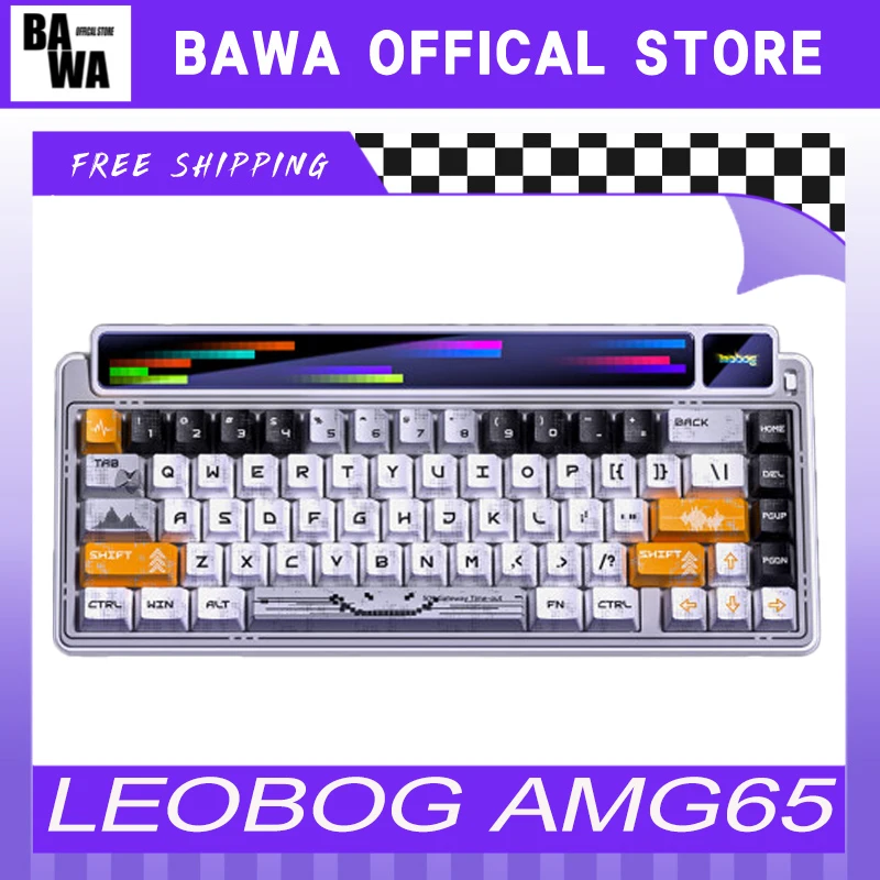 Leobog Amg65 Dual-Screen Keyboard 3modes 315 Led Dot Matrix Screen Tft Gasket Mount Hot Swap Rgb Mechanical Keyboard Pc Custom