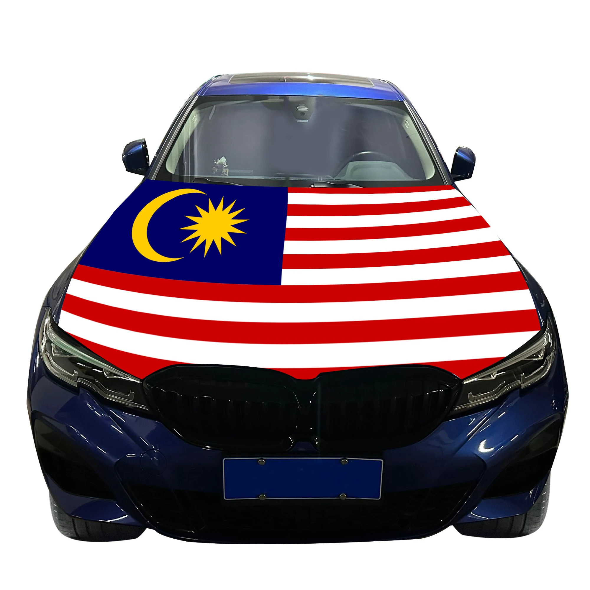 Malaysia Car Hood Cover Flag  Universal Size Elastic Polyester 120x150cm for Car Decor