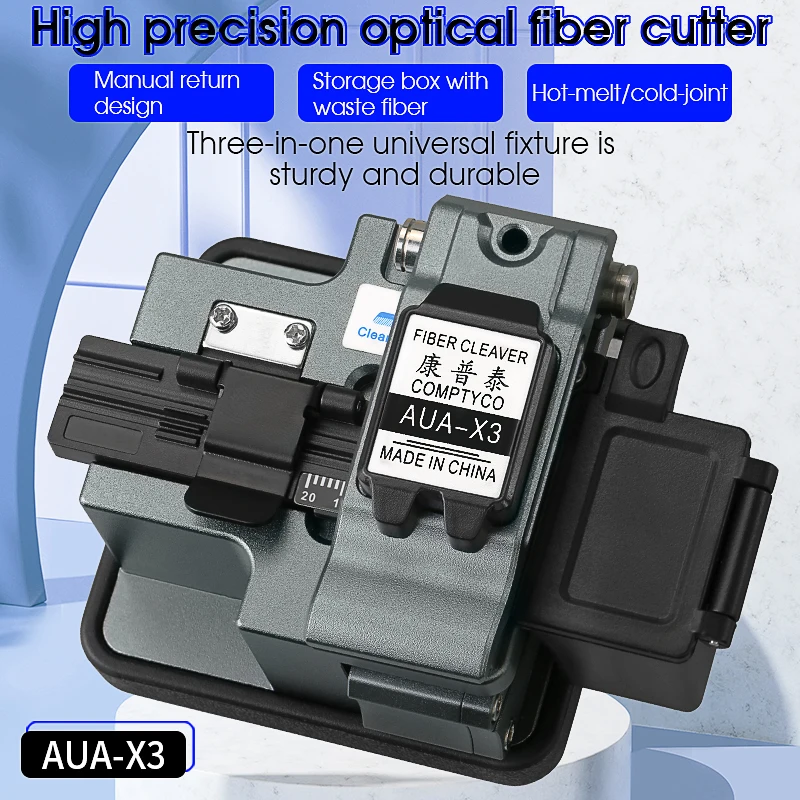 cortadora-de-fibra-Optica-comptyco-aua-x3-herramienta-de-corte-para-conexion-en-frio-fusion-de-fibra-Optica-con-caja-para-residuos-de-fibra
