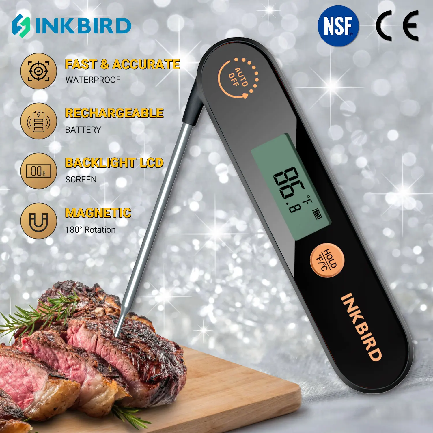 INKBIRD Digital Kitchen Food Thermometer For Meat Water Milk Cooking Food Probe BBQ Electronic Oven Thermometer Kitchen Tools