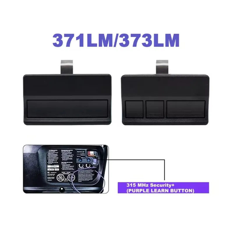 373LM 371LM Garage Door Remote Control 315MHz For 370LM 372LM 950D 953D 956D Purple Learn Button Garage Door Opener