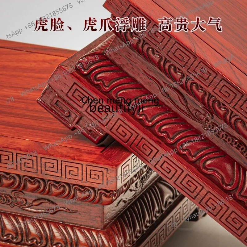 G153 01A Solid wood Bodhisattva base, home worship God of Wealth ornament, Buddhist platform heightening base