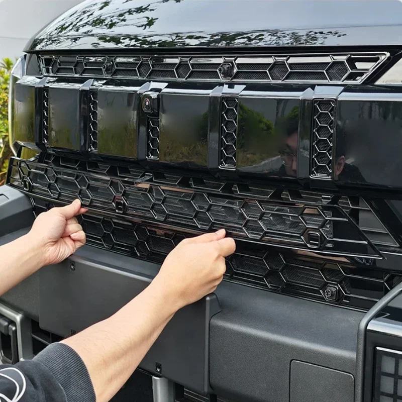 Car Modify ABS Front Bumper Center Intake Grille Cover For JETOUR T2 2023-Present Auto Front Buckle Insect Proof Net Accessory