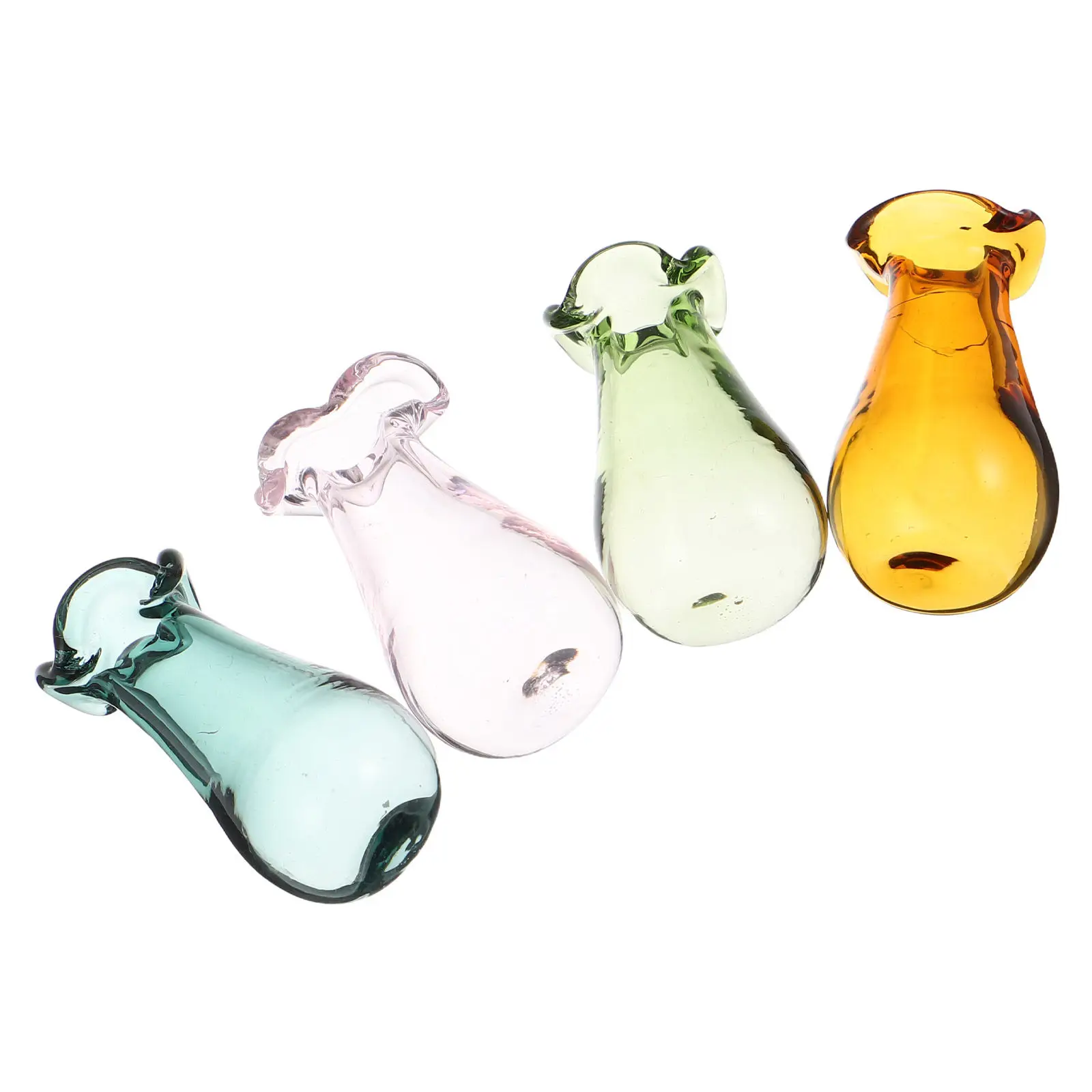 

4Pcs Colorful Miniature Glass Vase Set DIY Micro Landscape Vase Dollhouse Accessories Mini Flower Pot Cat Whisker Holder Jar