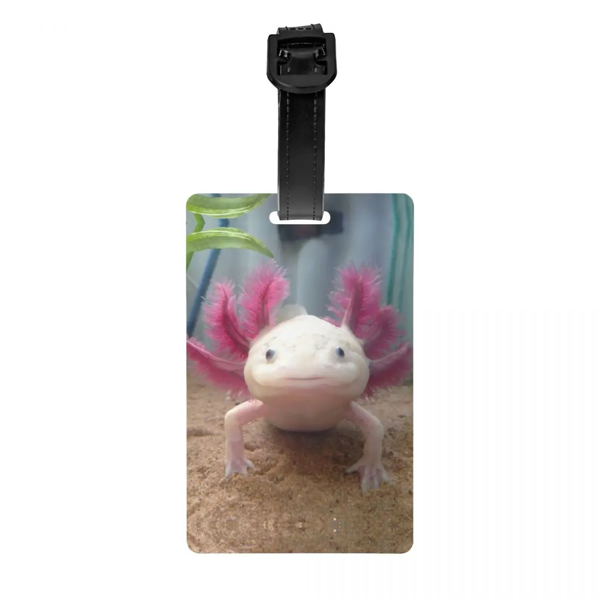 Lächelnde leuzistische Axolotl Gepäck anhänger für Koffer lustige Salamander Tier gepäck anhänger Datenschutz abdeckung ID-Etikett