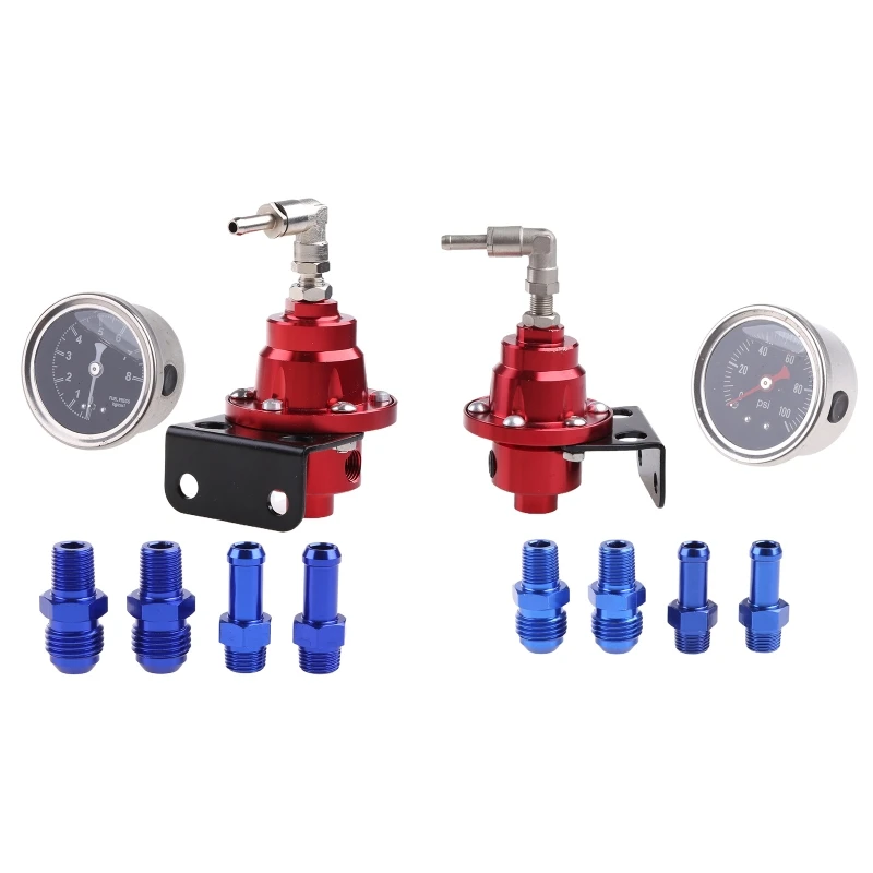 Universal Adjustable Aluminum Oil Pressure Regulator With Gauge 7 color