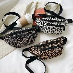 Fashion Women Flannel Fanny Pack Waist Bag Wild Leopard Pattern Bum Bag Ladies Bum Hip Bag Money Phone Pouch Casual Chest Bag