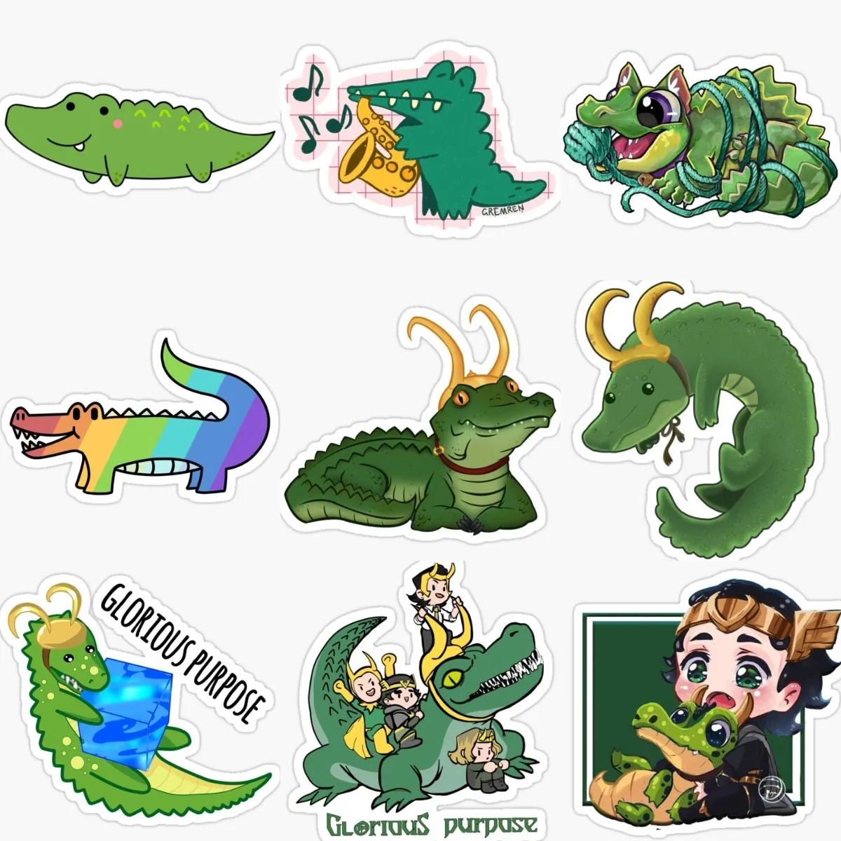 Creativity Cute Longhorn Crocodile Sticker Laptop Motorcycle WaterProof Room Door Window Decoration Accessories PVC Decals