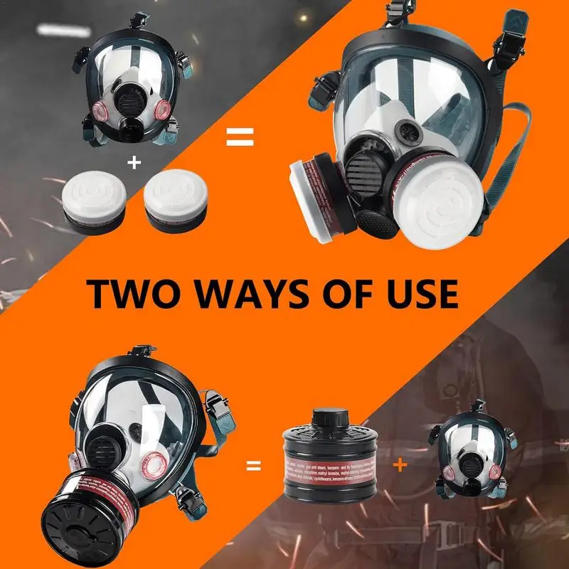 เครื่องช่วยหายใจแบบเต็มหน้านํามาใช้ใหม่กับฝุ่นใบหน้าปกโล่หน้ากากช่วยหายใจสําหรับการป้องกันสีมืออาชีพฝุ่นใบหน้า