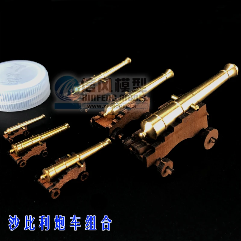 Metal Brass Cannon Wooden Sailboat Model Accessories Gun Carriage Components DIY Assembled Model Toys