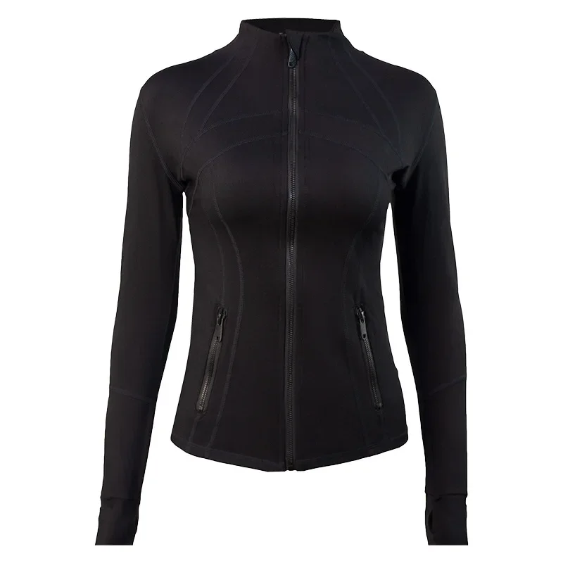 Chaqueta ajustada de moda para mujer, ropa deportiva fina para entrenamiento, correr, gimnasio, Yoga, primavera y otoño, chaqueta cárdigan de Color sólido