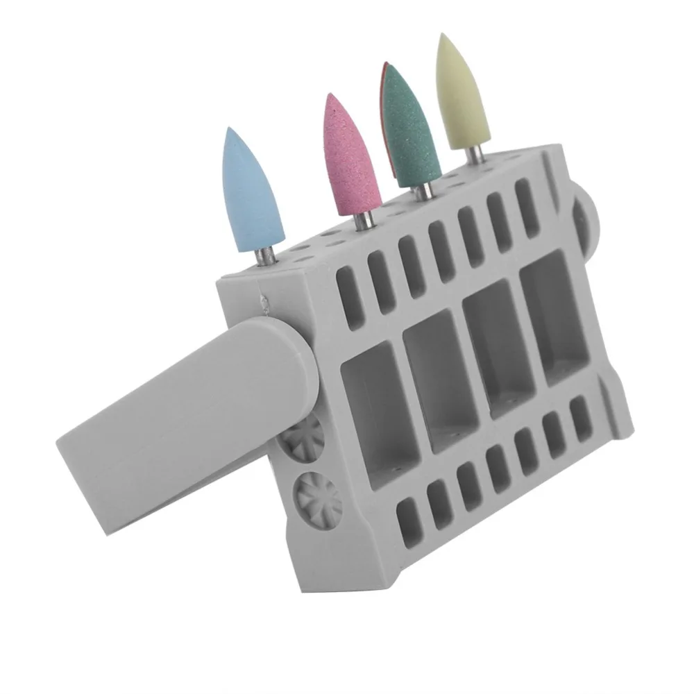 Foldable Bracket Style 16 Holes Nail Drill Bit Holder Portable & Space-Saving Dustproof Manicure Tool Organizer