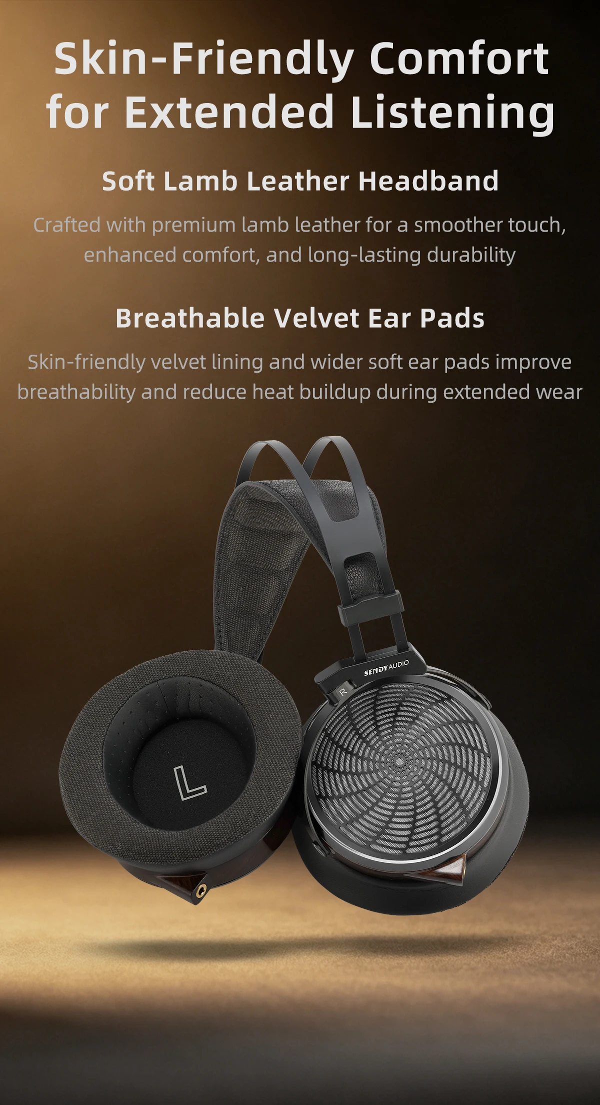 Sendy Audio APOLLO PRO HIFI Planar-Magnet-Treiber Open-Back Over-Ear Holz-Kopfhörer 4,4mm Balanced Headset – Detail 8
