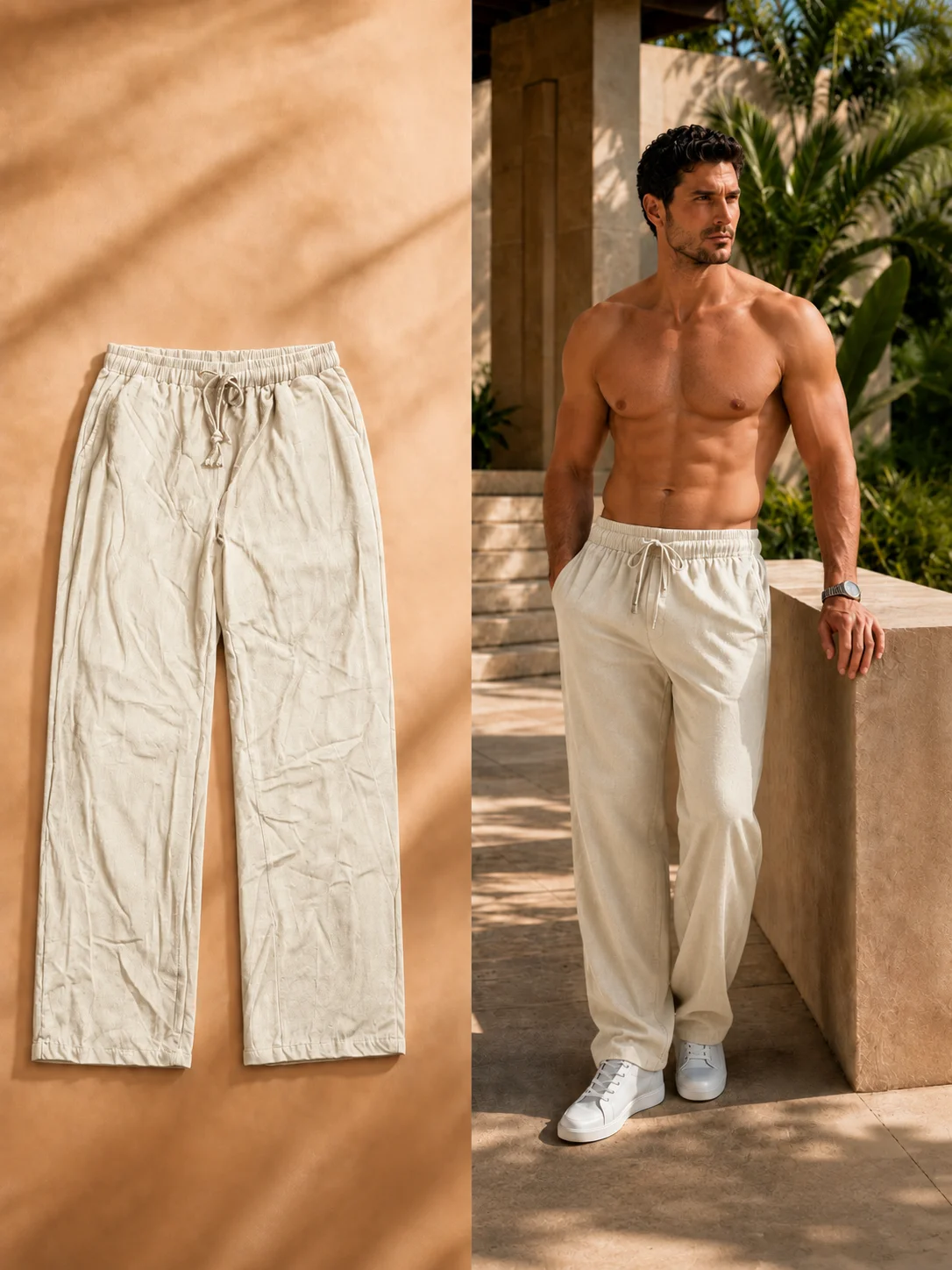 Men'S Fashion Linen Pants - Новые мужские однотонные брюки из хлопка