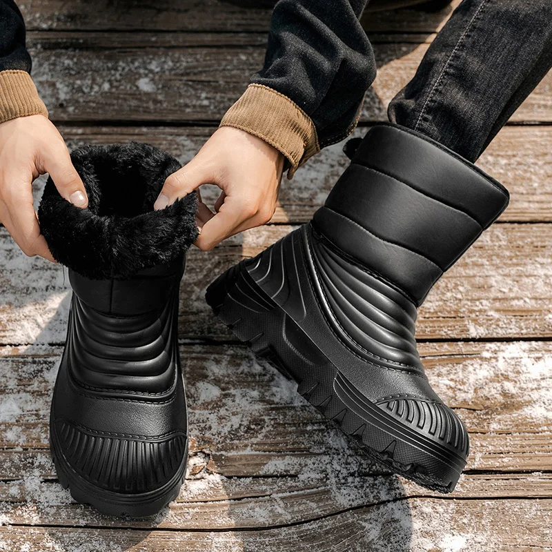 New men's winter snow boots thickened waterproof windproof warm boots comfortable outdoor mountaineering men's boots plus size view 2