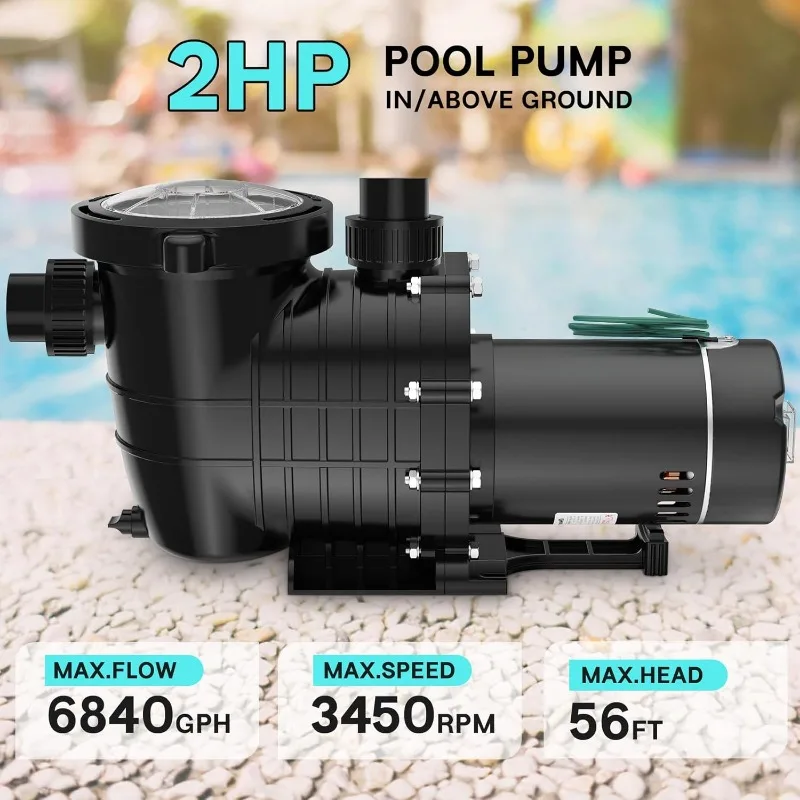 Pool Pump Above,Powerful Selfpriming Pool Pumps for Gallons Pool,Dual Voltage Swimming Pool Pump with Strainer Basket&Drain Plug