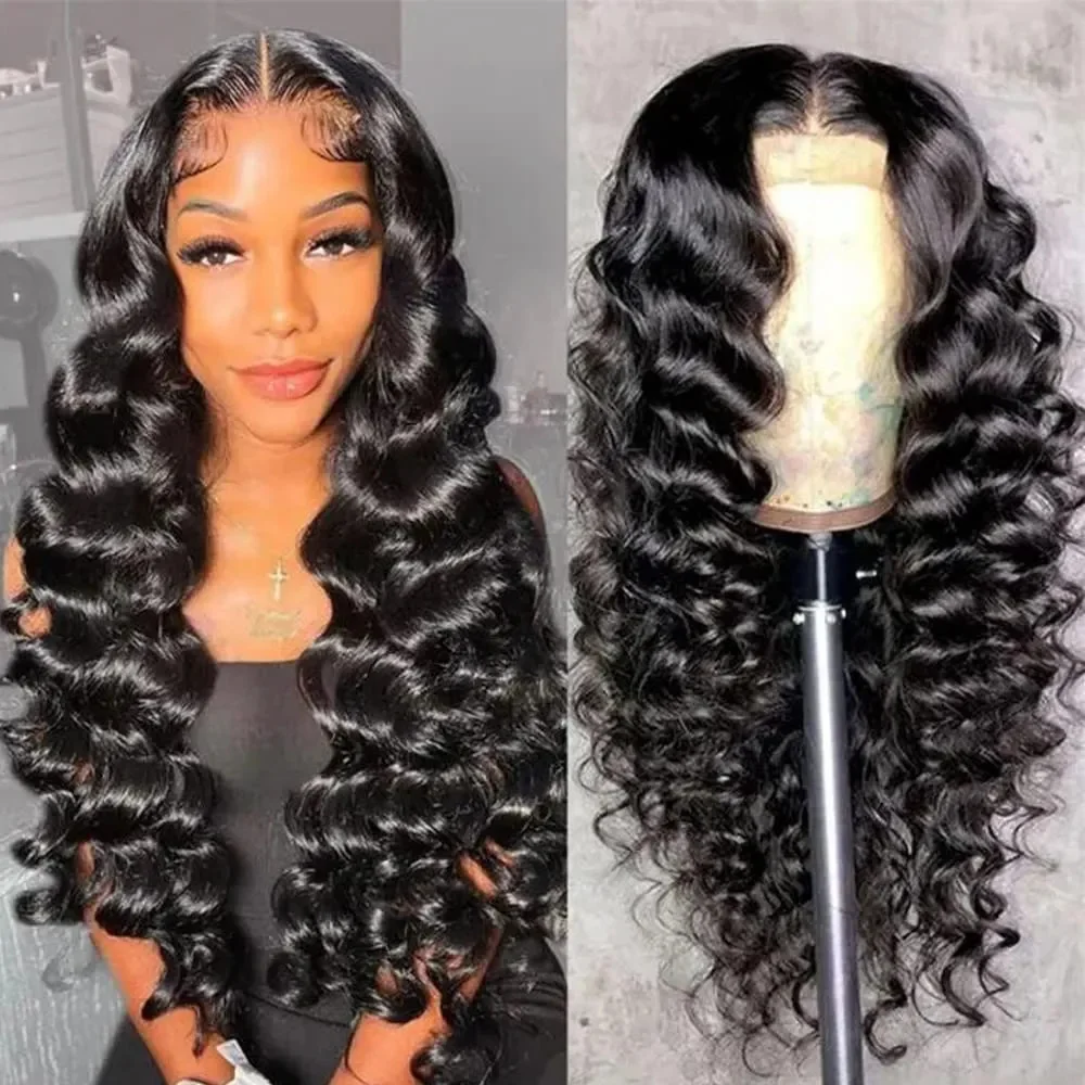 

Loose Deep Wave Lace Frontal Human Hair Wigs Brazilian Deep Wave 13x4 Lace Front Human Hair Wig For Women 4x4 Lace Closure Wig