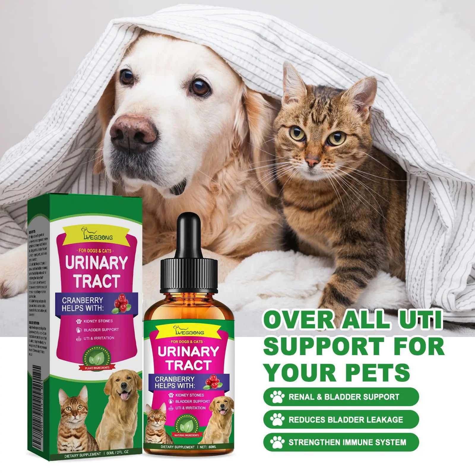 Yegbong Pet Care Drops, Relieve Physical Discomfort and Pain for Cats and Dogs Pet General Care Liquid