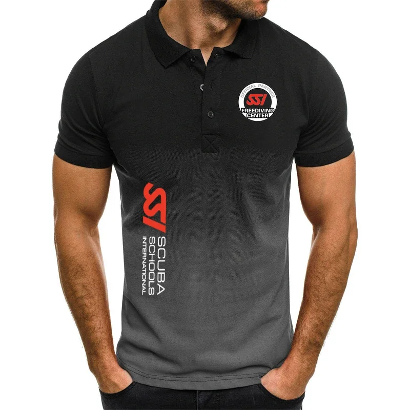 New Scuba Diving Dive SSI Cotton Polo Shirts for Men Hip hop street gradient Slim Fit Mens Polos Summer Brand Custom T-shirt