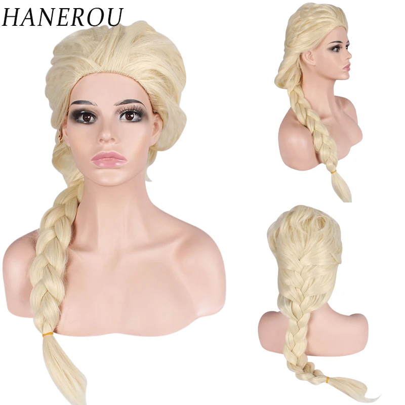 HANEROU Women Long Braids Blonde Wig Anime Synthetic High Temperature Fiber for Cosplay Party