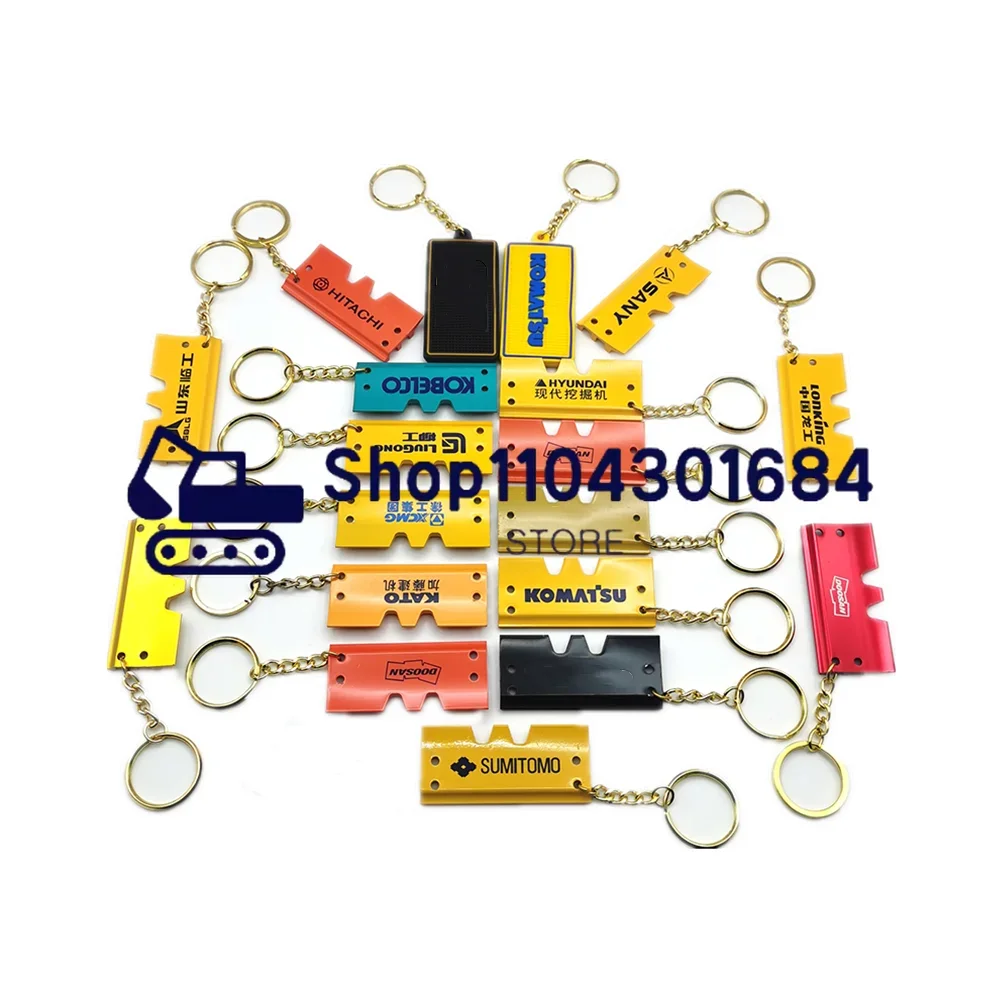 For Excavator Heavy Equipment Keychain with Chain Plate Key Chain for Komatsu Kato Kobelco Doosan Sumitomo Car Keychain Bucket