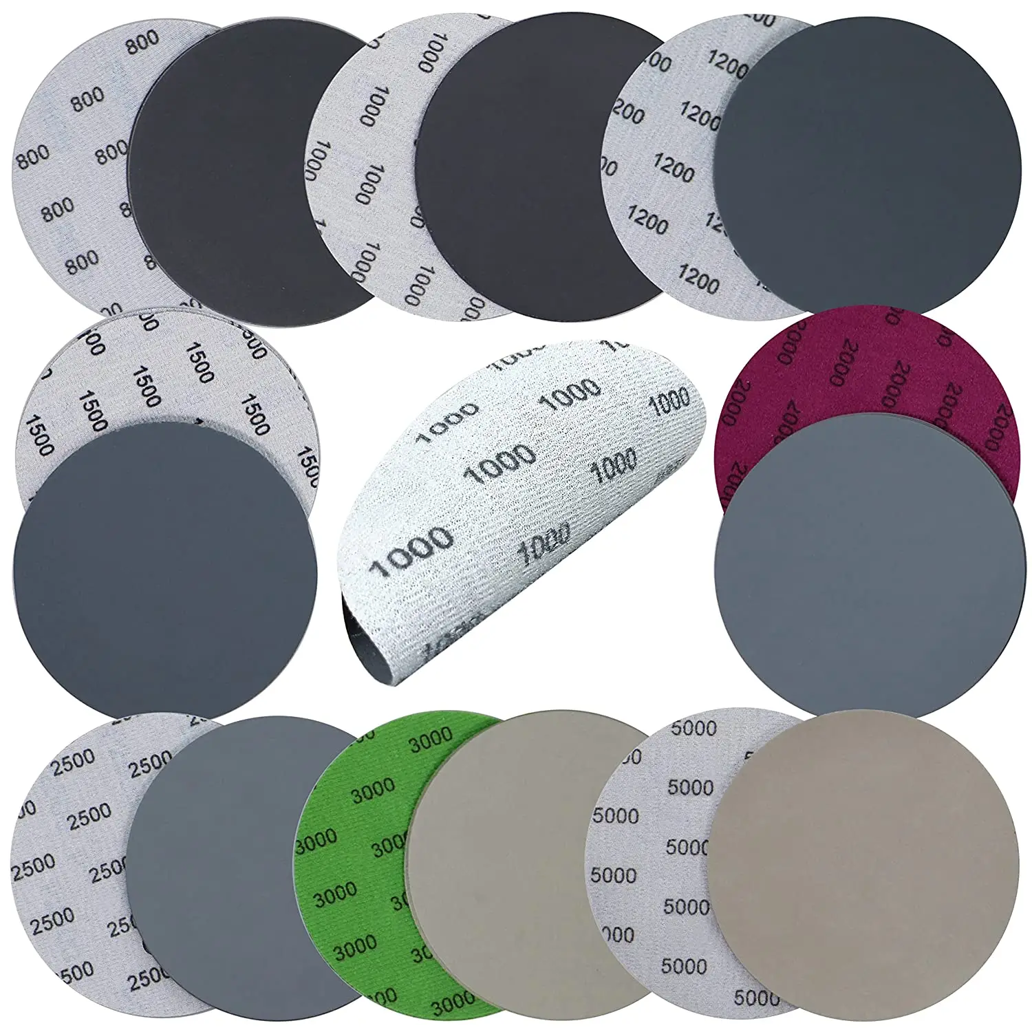 40PCS 5 inch No Hole Wet Dry Sanding Discs 800-5000 Grit Sandpaper Compatible for Random Orbital Sanders