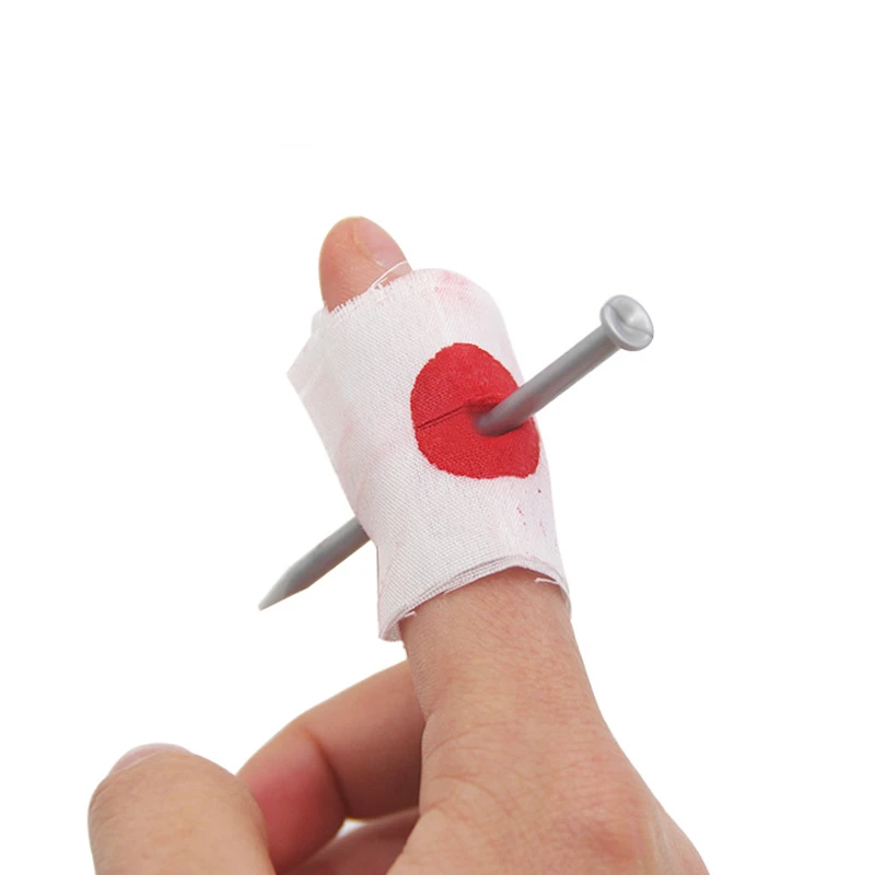 

New Prank Joke Toys Fake Nail Through Finger Trick Halloween Kids Children Gags Practical Jokes