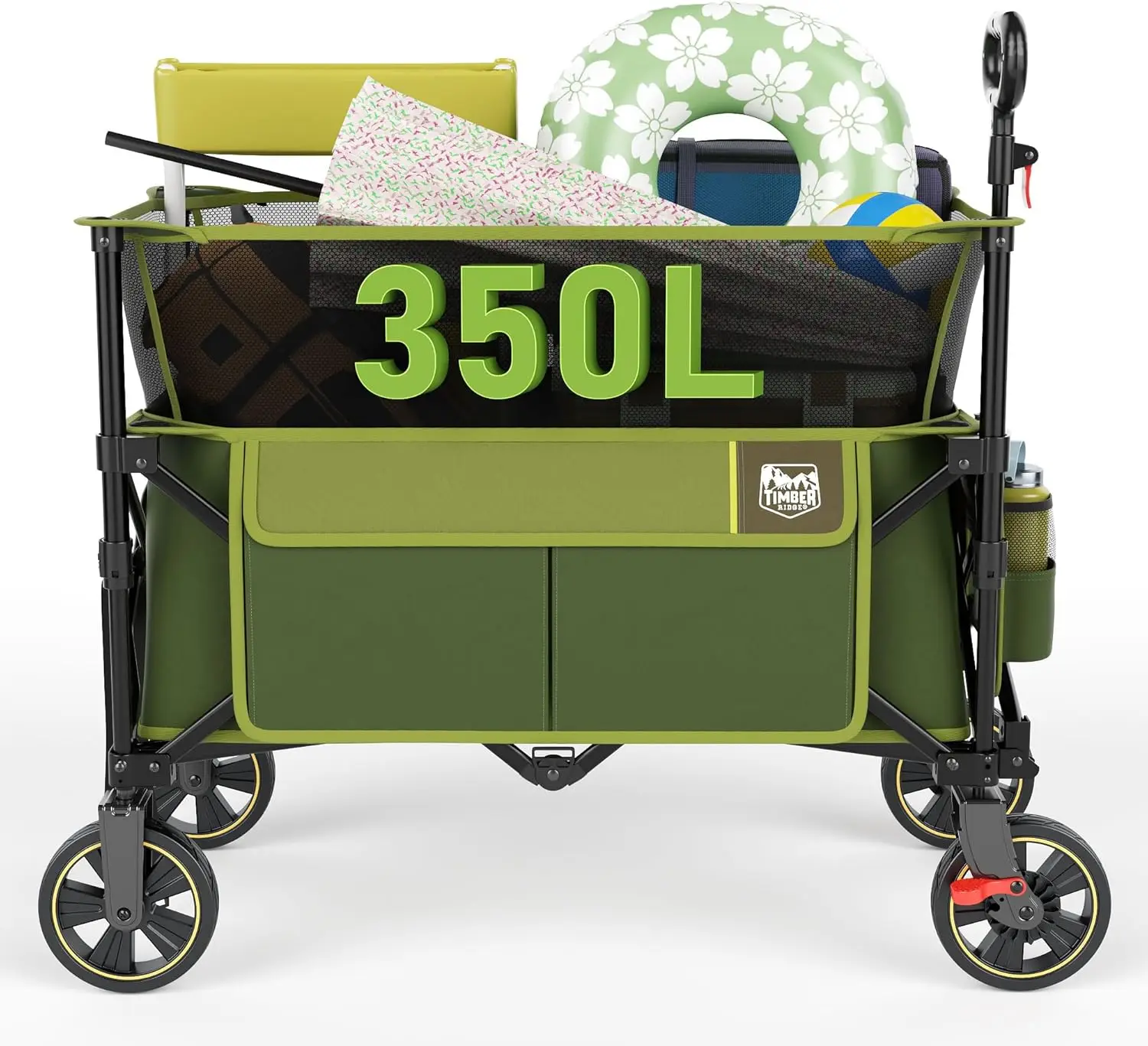 

Складная складная тележка 350 л, очень большая с тормозом, сверхмощная тележка для кемпинга на открытом воздухе, удлиненная ручка с регулируемой высотой