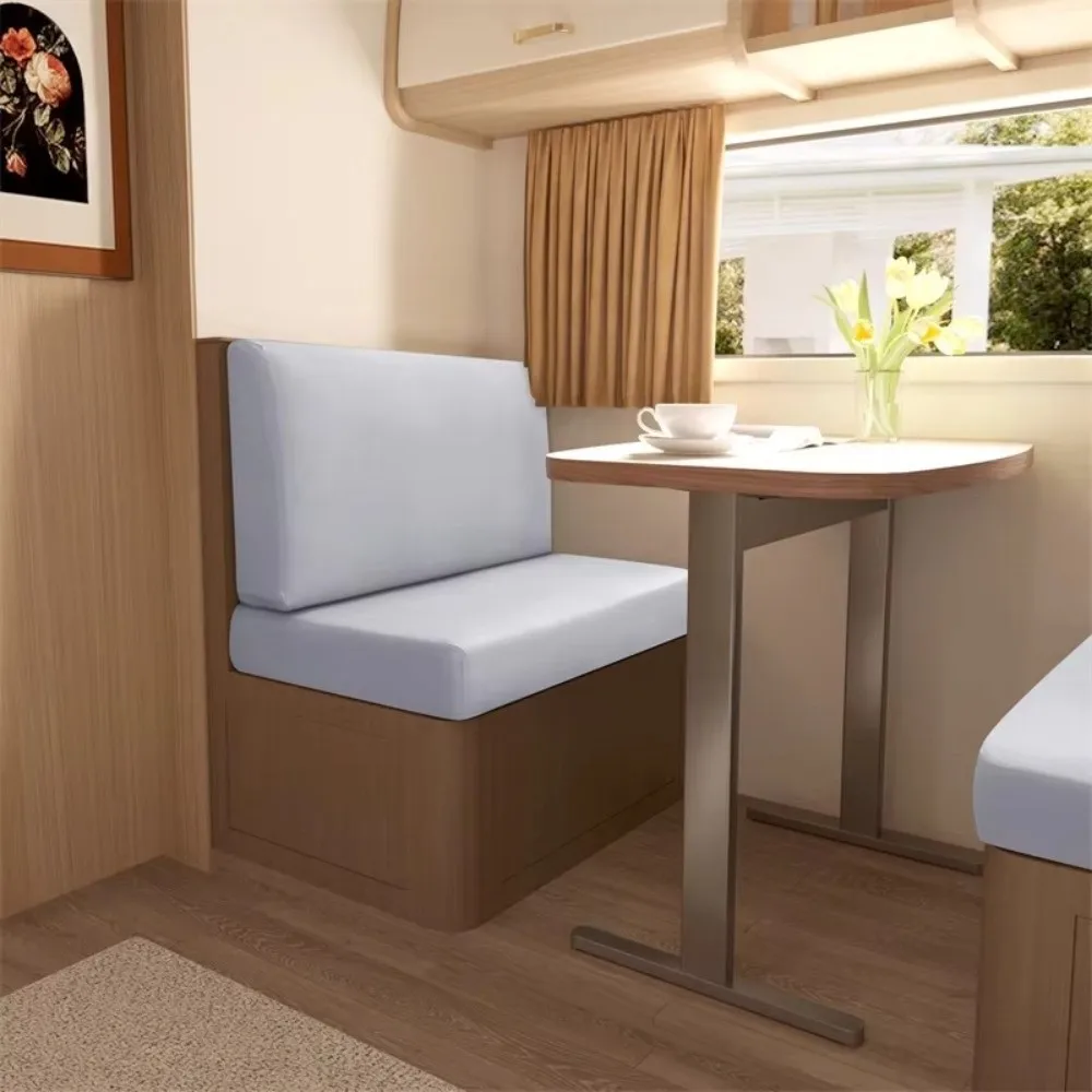 2pcs/set Stretch Fabric RV Dinette Cushion Covers Soft Slip-on Design Bench Backrest Slipcove Full Coverage Dust-Proof