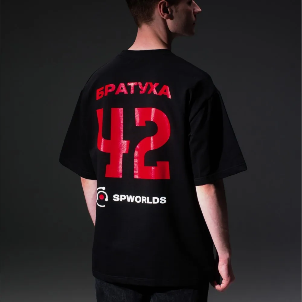 Harajuku Oversized Streetwear Men's Clothing 42 Братуха Graphic Print Tshirt Cotton Hip Hop Letter Short Sleeve Top Tee Goth Y2k image 4