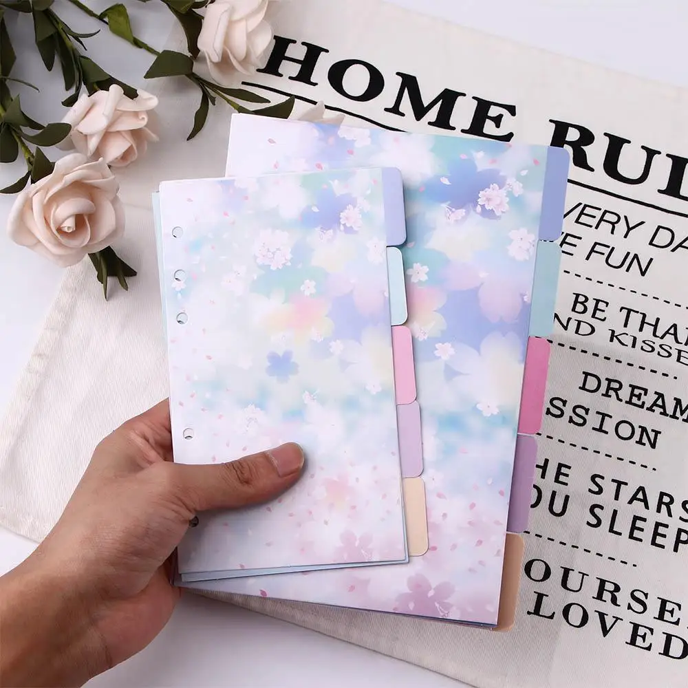 Binders A5 A6 Loose Leaf Binders Cherry Blossoms Style Binder Index Page Notebook Divider Index Loose Leaf Separator Page