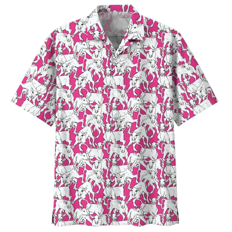 Camisa havaiana de vaca masculina e feminina, blusa de praia animal impressa 3D, streetwear manga curta lapela, camisa de botão, verão