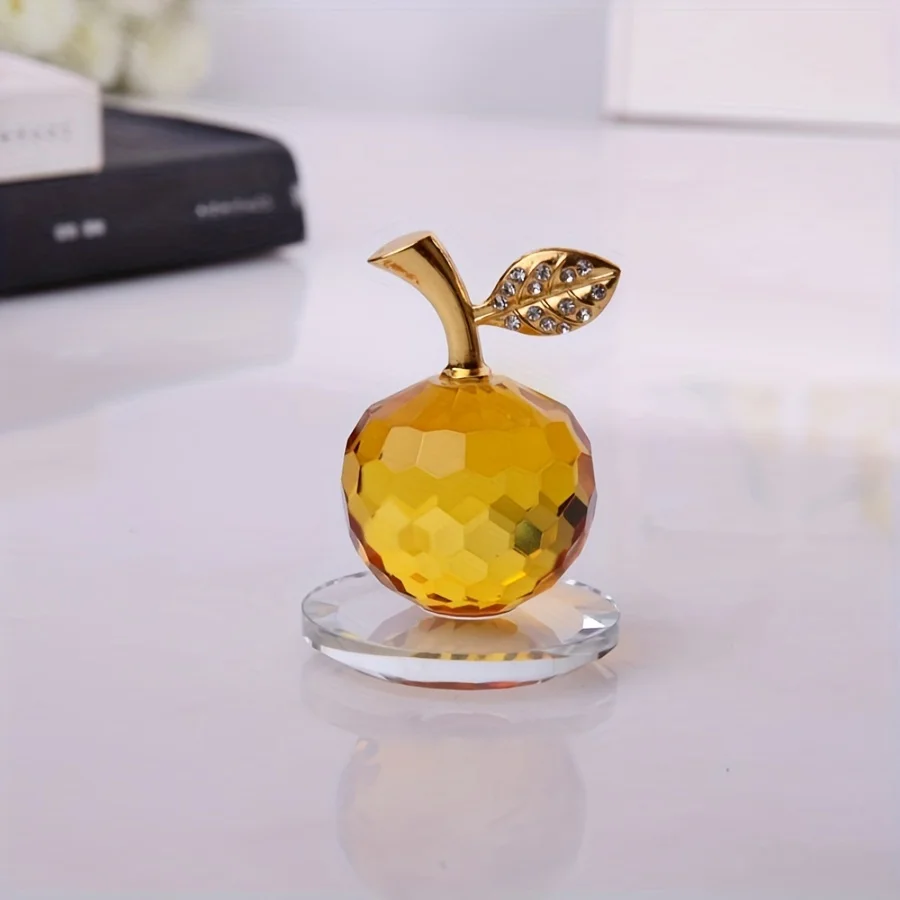 1pc Apple Design Decoration Craft, Modern Artificial Crystal Decoration Object For Home,Artificial Crystal Fruit Decor Craft