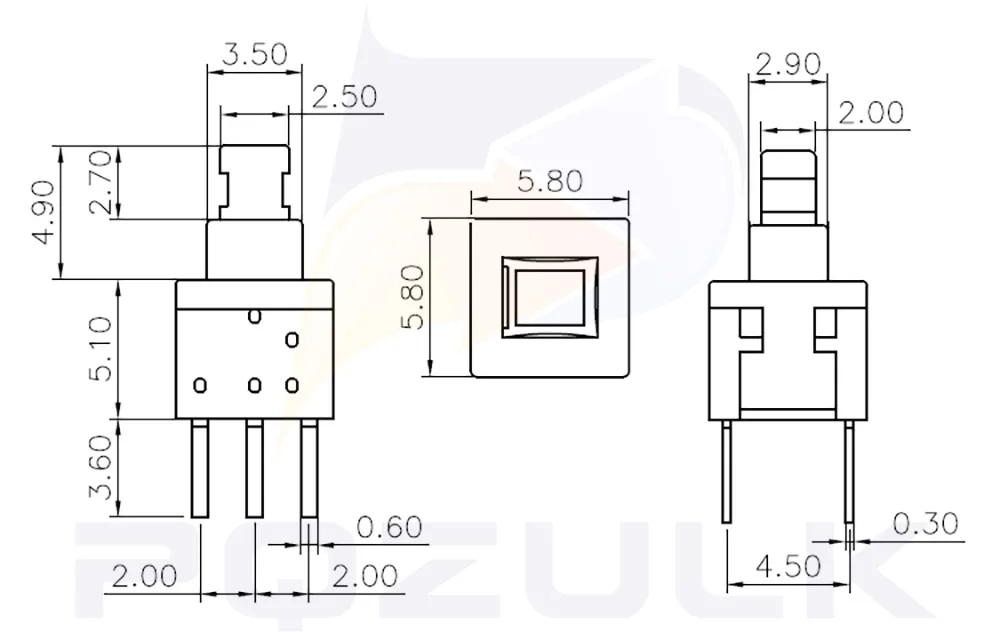 20PCS 5.8X5.8MM Push Button Switch DIP Double 6Pins Latching Switch 5.8*5.8 The Power Switch