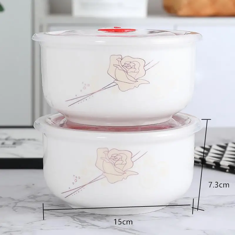Ceramic Food Container Microwave Safe Lunch Box with Lid Fridge Sealed Soup Bowl Office Lunch Container No Instant Noodles