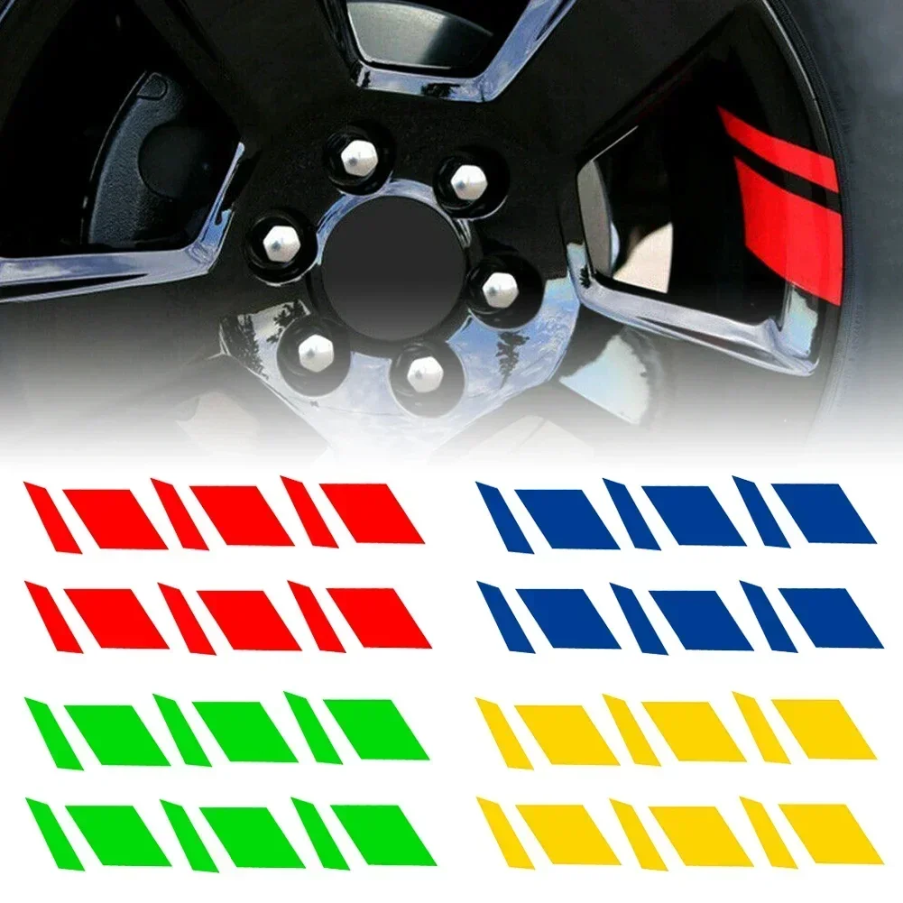 NEW 6pcs Car Stickers Reflective Car Wheel Rim Vinyl Precision Cut Decal Sticker Pressure Activated Adhesive Auto Accessories