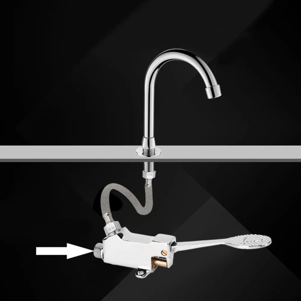 Durable G1/2 Foot Pedal Faucet Single Cold Water Copper Faucet Set Foot Operated Faucet Home